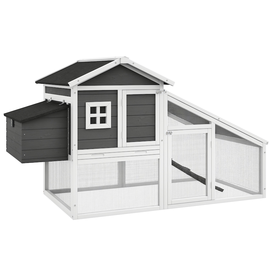 Image 923474.jpg, Product 923-474 / Price $239.99, PawHut 69" Chicken Coop Wooden Hen House with Run, Nesting Box, Tray, Grey from PawHut on TSC.ca's Home & Garden department