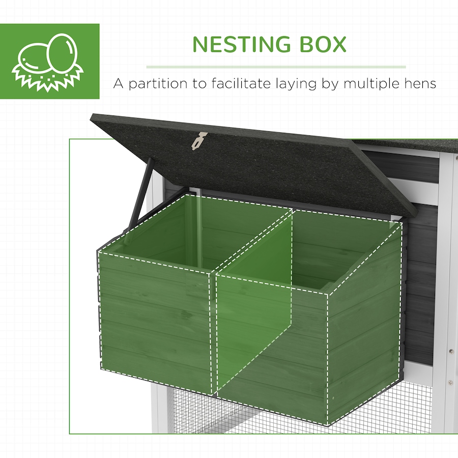 Image 923474_ALTMORE5.jpg, Product 923-474 / Price $239.99, PawHut 69" Chicken Coop Wooden Hen House with Run, Nesting Box, Tray, Grey from PawHut on TSC.ca's Home & Garden department