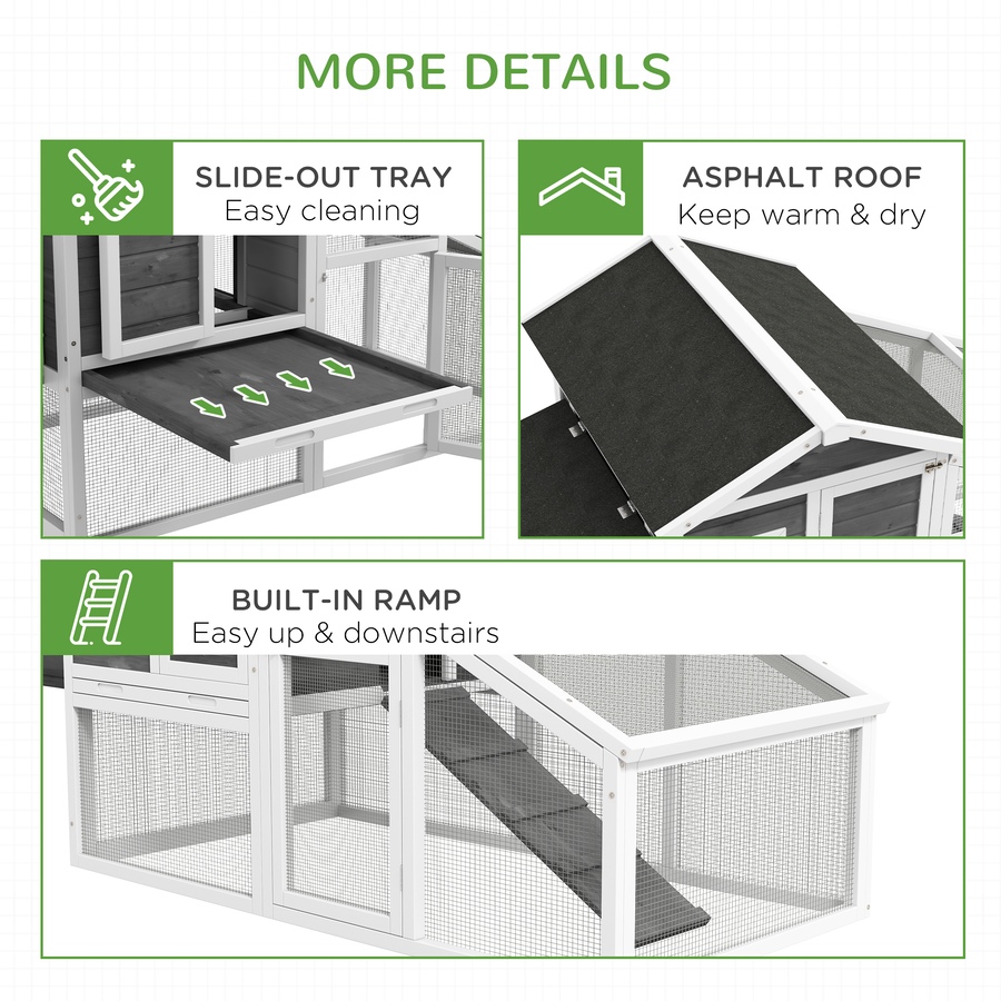 Image 923474_ALTMORE6.jpg, Product 923-474 / Price $239.99, PawHut 69" Chicken Coop Wooden Hen House with Run, Nesting Box, Tray, Grey from PawHut on TSC.ca's Home & Garden department