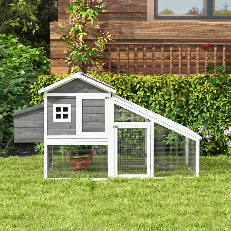 Image 923474_ALTMORE7.jpg, Product 923-474 / Price $239.99, PawHut 69" Chicken Coop Wooden Hen House with Run, Nesting Box, Tray, Grey from PawHut on TSC.ca's Home & Garden department