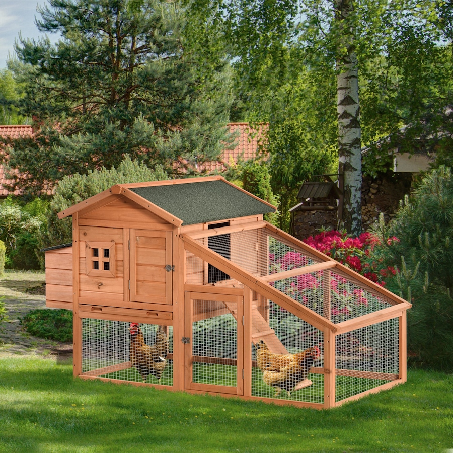 Image 923479_ALTMORE1.jpg, Product 923-479 / Price $199.99, PawHut 69" Chicken Coop Wooden Hen House with Run, Nesting Box, Tray Yellow from PawHut on TSC.ca's Home & Garden department