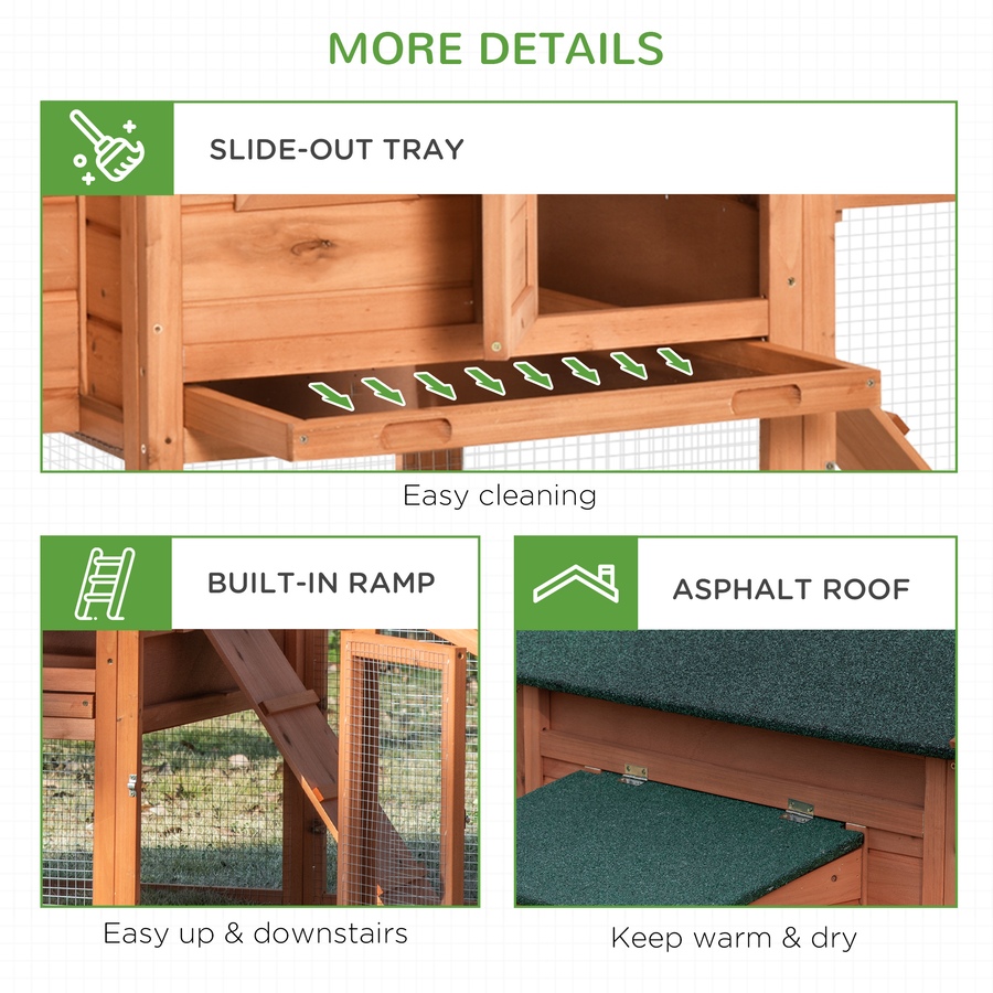 Image 923479_ALTMORE6.jpg, Product 923-479 / Price $199.99, PawHut 69" Chicken Coop Wooden Hen House with Run, Nesting Box, Tray Yellow from PawHut on TSC.ca's Home & Garden department