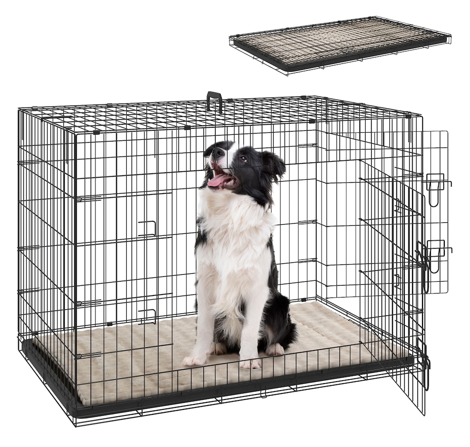 Image 923488.jpg, Product 923-488 / Price $118.99, PawHut 41" Dog Crate, Folding Metal Dog Kennel with 2 Doors, Tray, Cushion from PawHut on TSC.ca's Home & Garden department