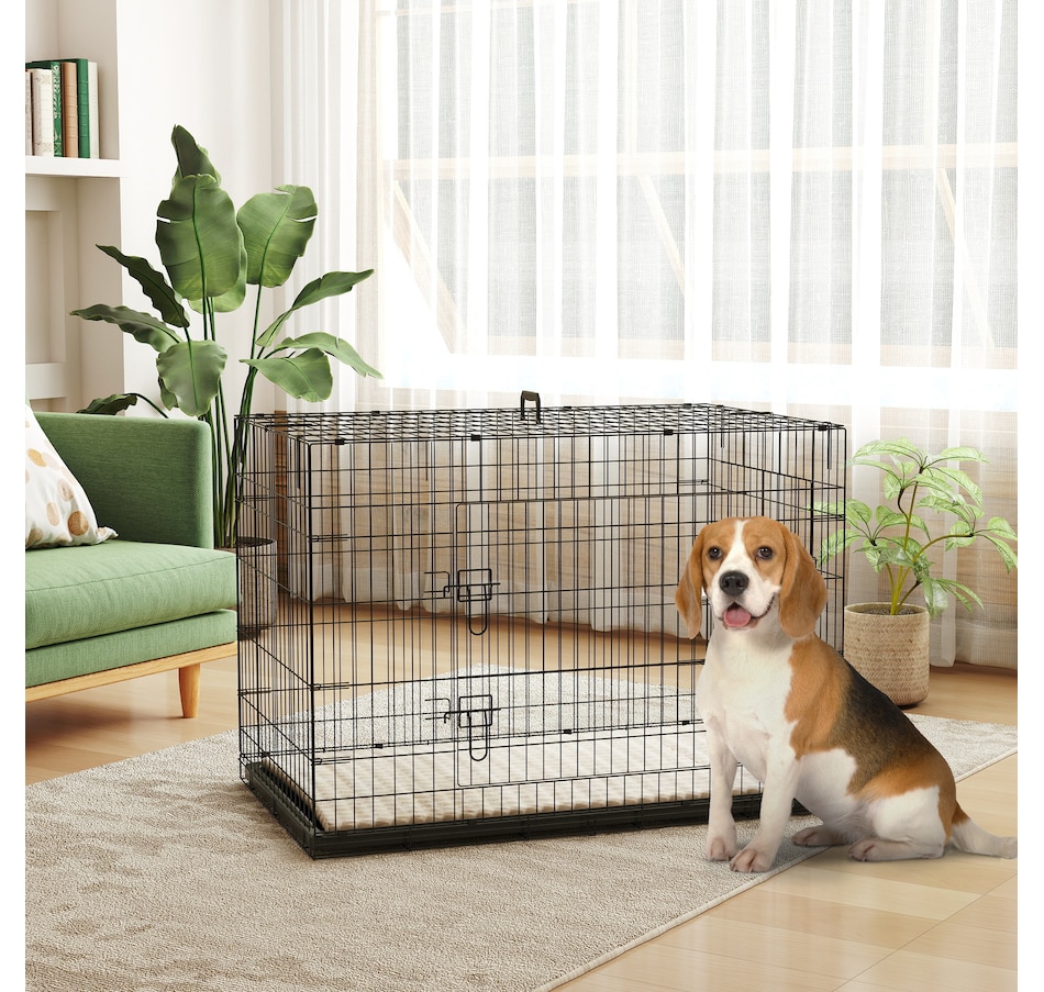 Image 923488_ALTMORE1.jpg, Product 923-488 / Price $118.99, PawHut 41" Dog Crate, Folding Metal Dog Kennel with 2 Doors, Tray, Cushion from PawHut on TSC.ca's Home & Garden department