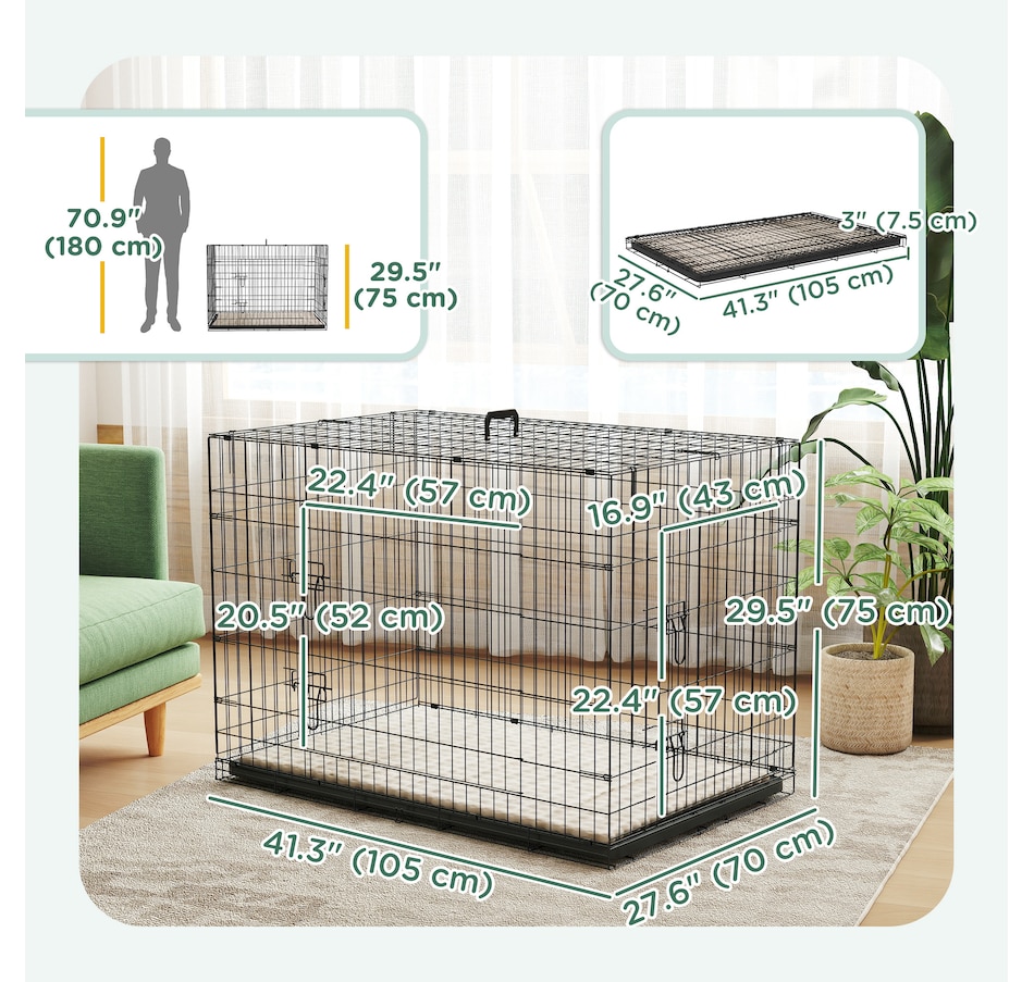 Image 923488_ALTMORE2.jpg, Product 923-488 / Price $118.99, PawHut 41" Dog Crate, Folding Metal Dog Kennel with 2 Doors, Tray, Cushion from PawHut on TSC.ca's Home & Garden department
