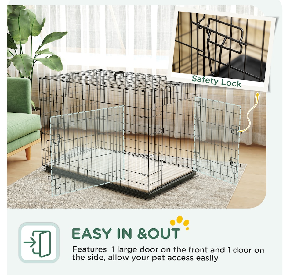 Image 923488_ALTMORE4.jpg, Product 923-488 / Price $118.99, PawHut 41" Dog Crate, Folding Metal Dog Kennel with 2 Doors, Tray, Cushion from PawHut on TSC.ca's Home & Garden department