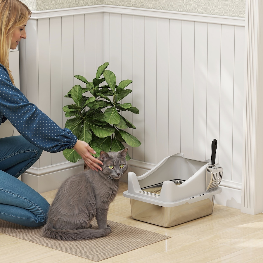 Image 923489_ALTMORE1.jpg, Product 923-489 / Price $51.99, PawHut Cat Litter Box Stainless Steel, High Sided with Litter Scoop, Grey from PawHut on TSC.ca's Home & Garden department
