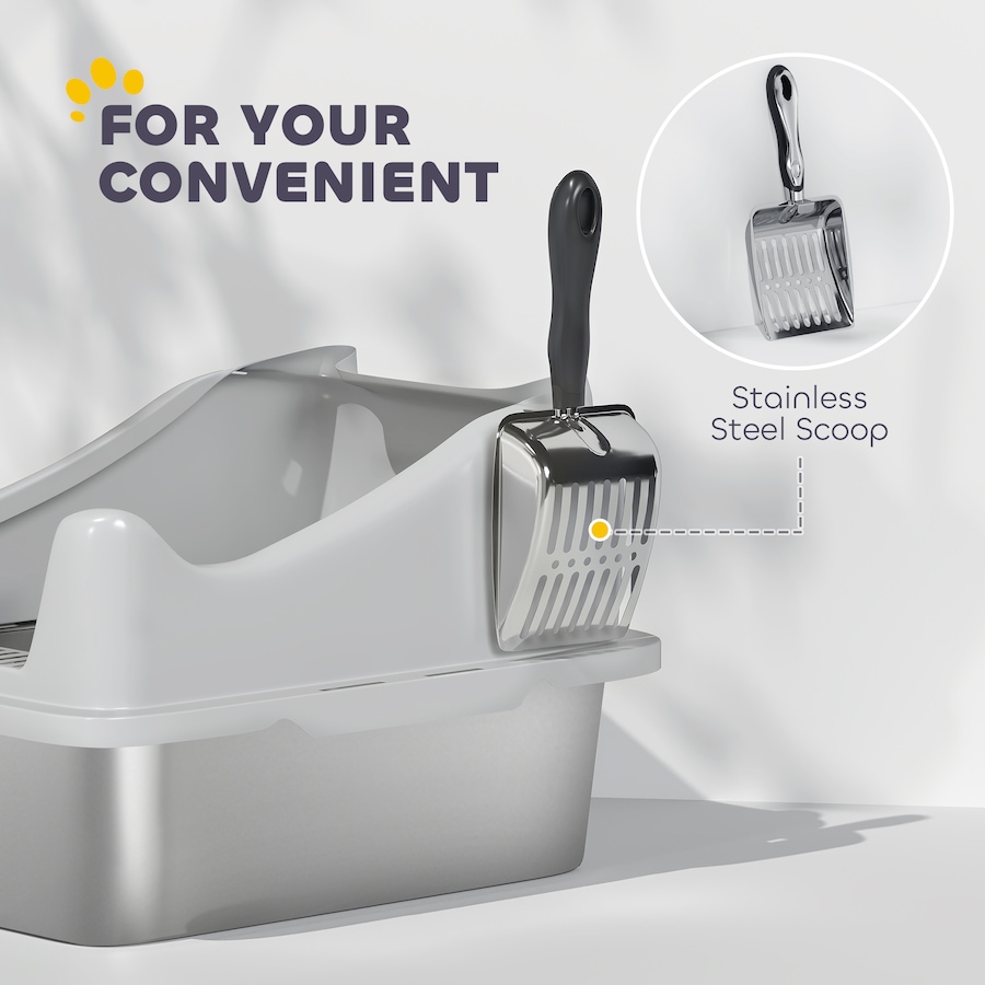 Image 923489_ALTMORE7.jpg, Product 923-489 / Price $51.99, PawHut Cat Litter Box Stainless Steel, High Sided with Litter Scoop, Grey from PawHut on TSC.ca's Home & Garden department