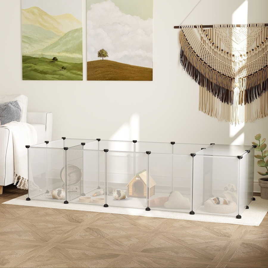 Image 923490_ALTMORE1.jpg, Product 923-490 / Price $55.99, PawHut Small Animal Cage, DIY Pet Playpen with Door, Top Cover, White from PawHut on TSC.ca's Home & Garden department