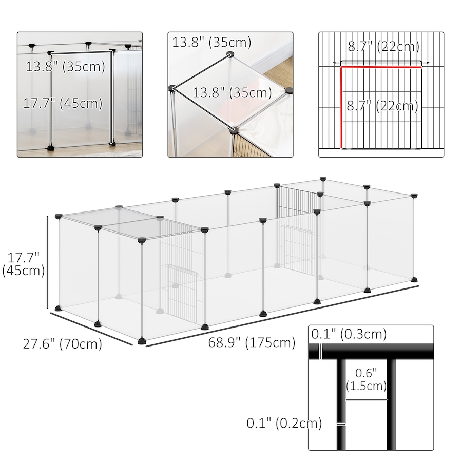 Image 923490_ALTMORE2.jpg, Product 923-490 / Price $55.99, PawHut Small Animal Cage, DIY Pet Playpen with Door, Top Cover, White from PawHut on TSC.ca's Home & Garden department