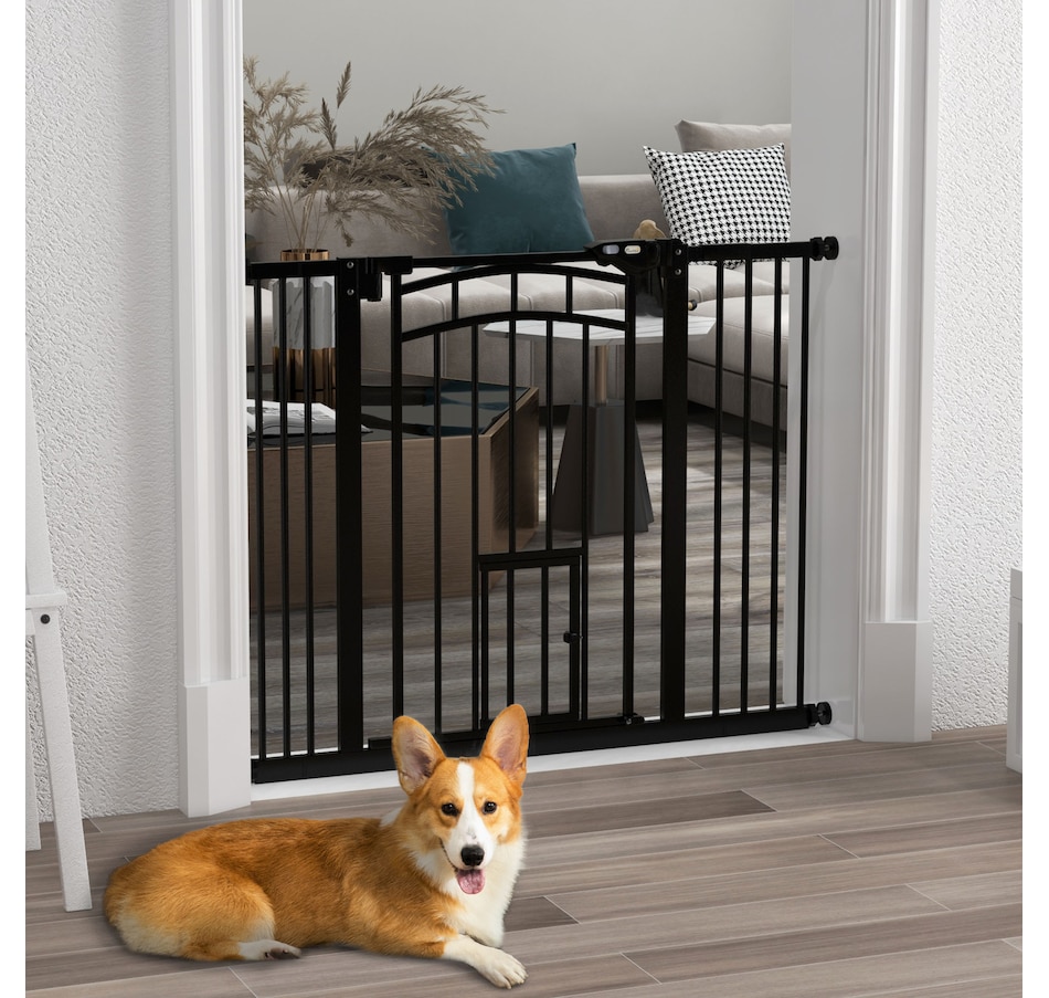 Image 923494_ALTMORE1.jpg, Product 923-494 / Price $79.99, PawHut Pressure-Mounted Dog Gate Auto-Close for 29"-39.4" Wide, Black from PawHut on TSC.ca's Home & Garden department