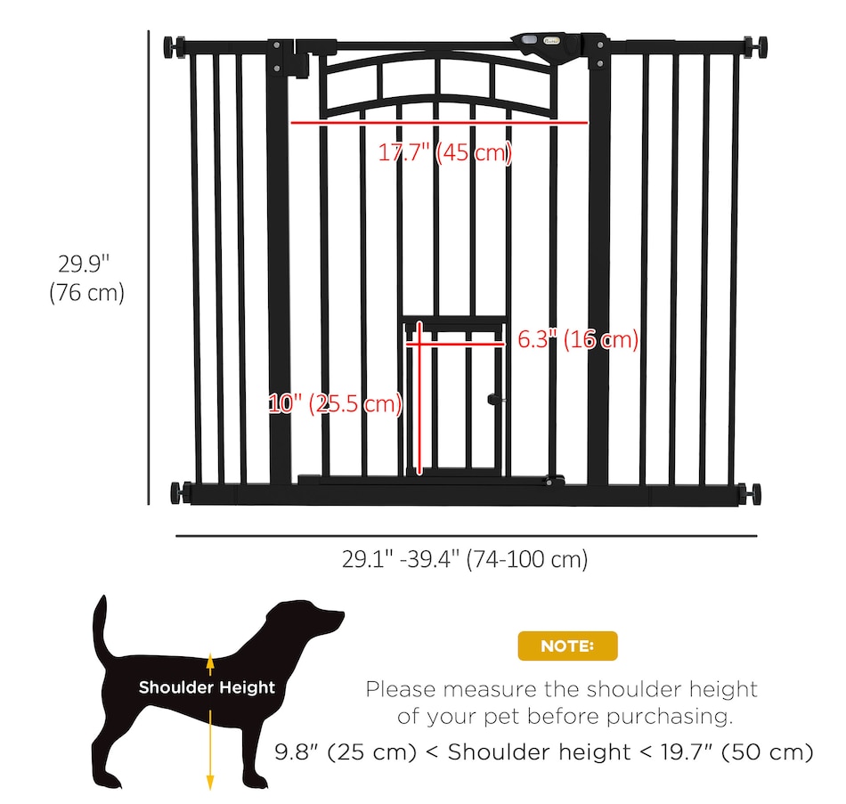 Image 923494_ALTMORE2.jpg, Product 923-494 / Price $79.99, PawHut Pressure-Mounted Dog Gate Auto-Close for 29"-39.4" Wide, Black from PawHut on TSC.ca's Home & Garden department