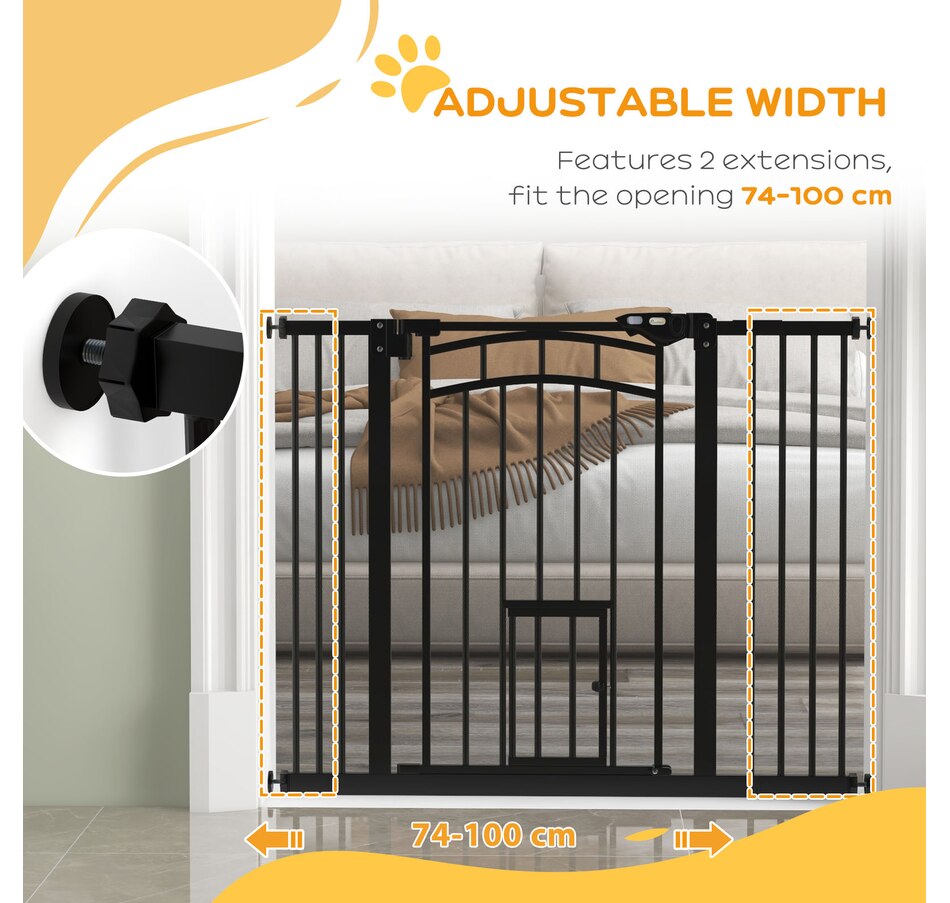 Image 923494_ALTMORE6.jpg, Product 923-494 / Price $79.99, PawHut Pressure-Mounted Dog Gate Auto-Close for 29"-39.4" Wide, Black from PawHut on TSC.ca's Home & Garden department