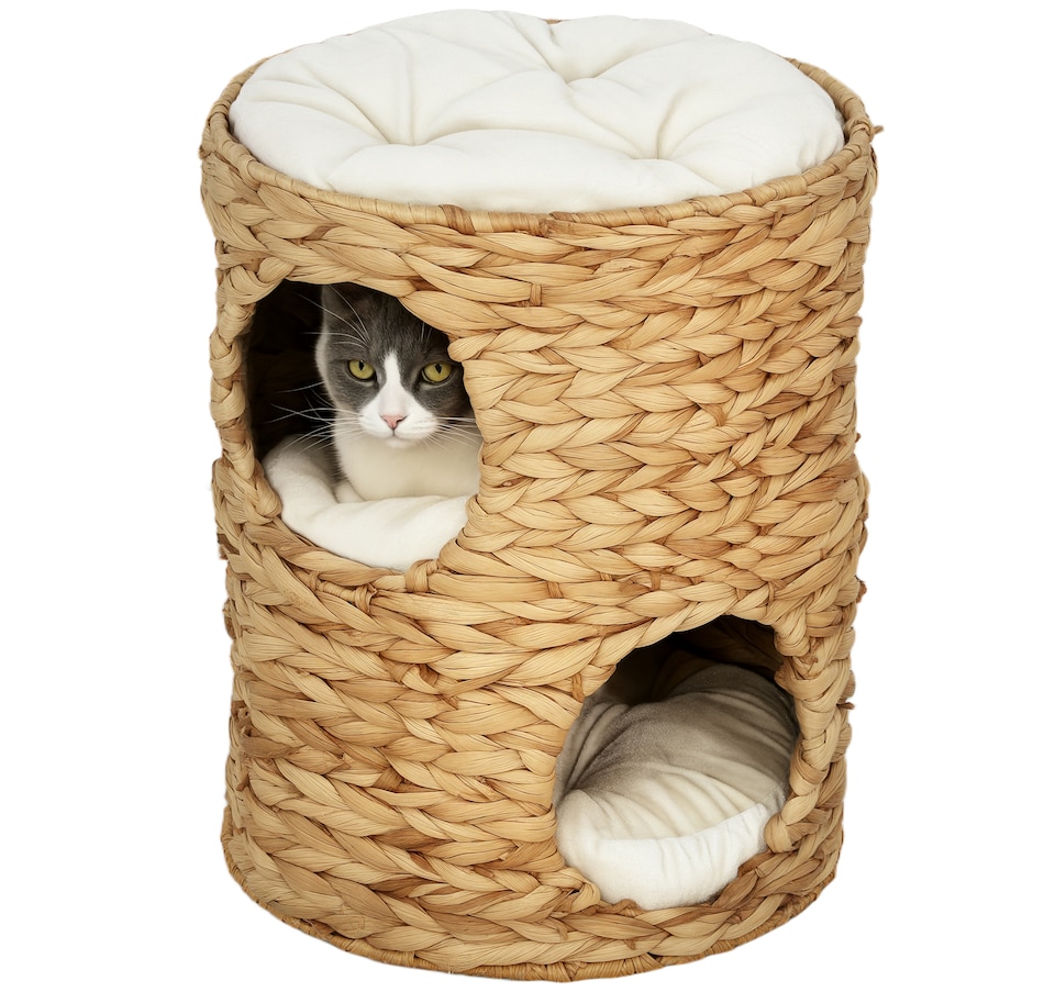 Image 923505.jpg, Product 923-505 / Price $85.74, 2-Storey Cat Condo Barrel, Small Cat Tree Tower with Cushions, Light Brown from PawHut on TSC.ca's Home & Garden department