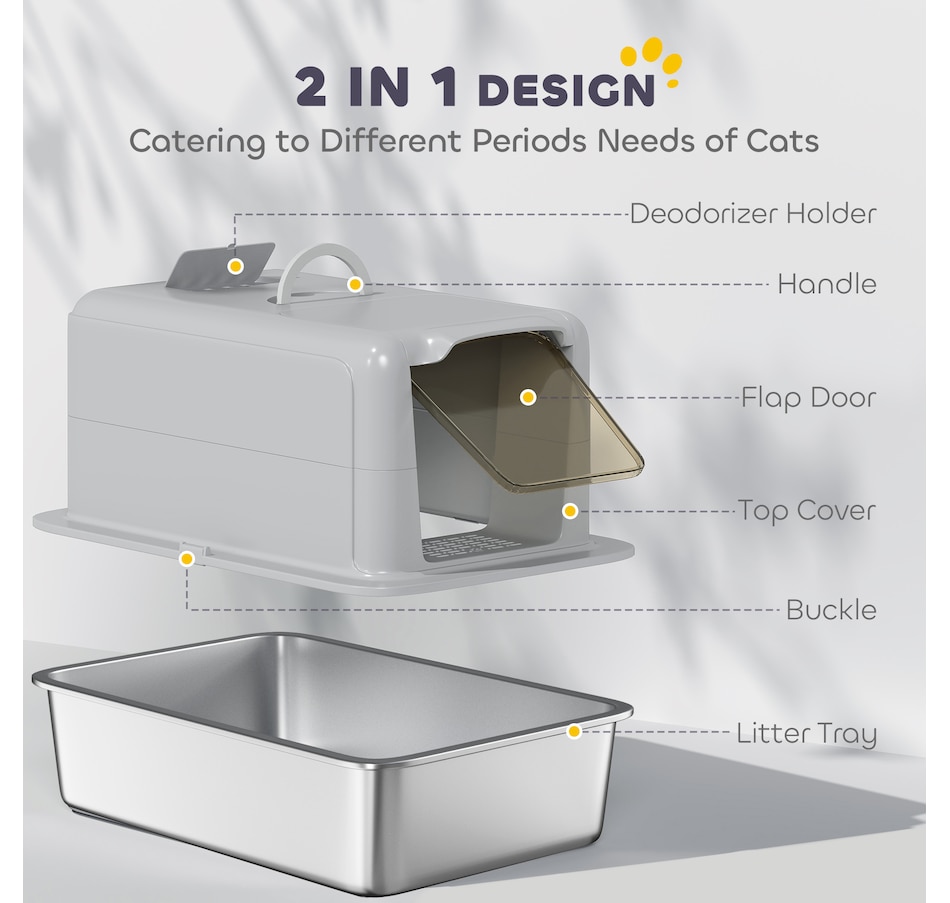Image 923506_ALTMORE3.jpg, Product 923-506 / Price $72.99, PawHut Stainless Steel Cat Litter Box w/ Removable Lid & Scoop, Grey from PawHut on TSC.ca's Home & Garden department