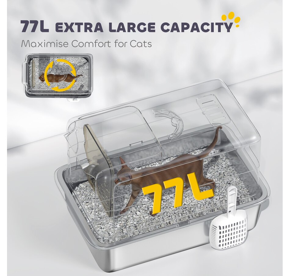 Image 923506_ALTMORE4.jpg, Product 923-506 / Price $72.99, PawHut Stainless Steel Cat Litter Box w/ Removable Lid & Scoop, Grey from PawHut on TSC.ca's Home & Garden department