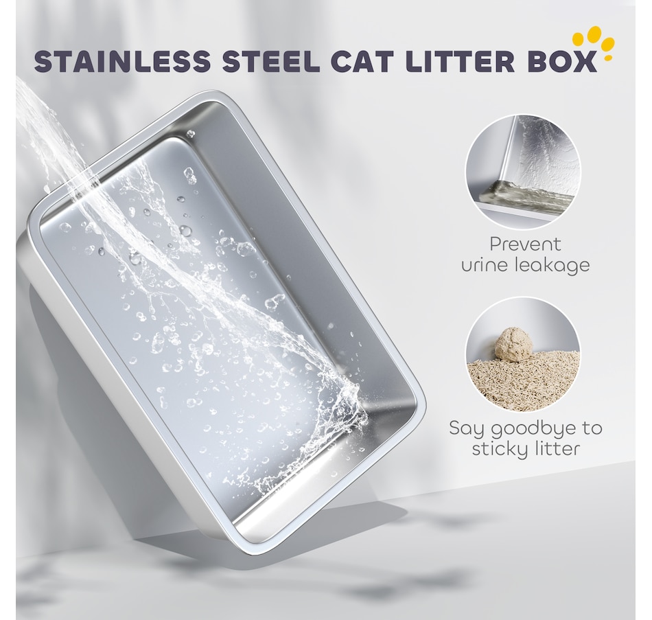 Image 923506_ALTMORE5.jpg, Product 923-506 / Price $72.99, PawHut Stainless Steel Cat Litter Box w/ Removable Lid & Scoop, Grey from PawHut on TSC.ca's Home & Garden department