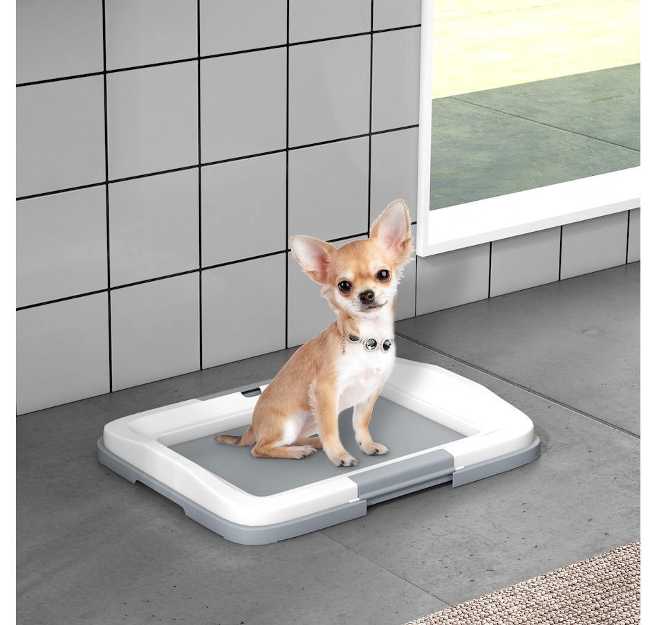 Image 923533_ALTMORE1.jpg, Product 923-533 / Price $36.99, PawHut Pee Pad Holder, 18" x 13" Dog Potty Tray for Indoor Outdoor, Grey from PawHut on TSC.ca's Home & Garden department