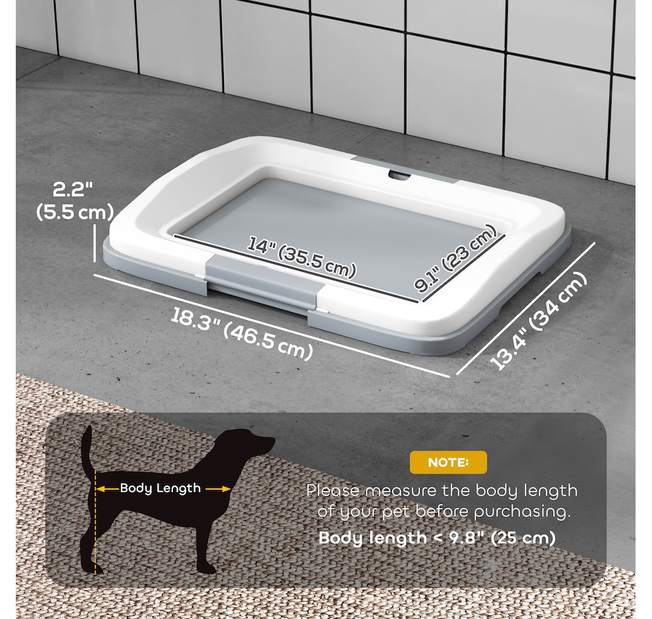 Image 923533_ALTMORE2.jpg, Product 923-533 / Price $36.99, PawHut Pee Pad Holder, 18" x 13" Dog Potty Tray for Indoor Outdoor, Grey from PawHut on TSC.ca's Home & Garden department