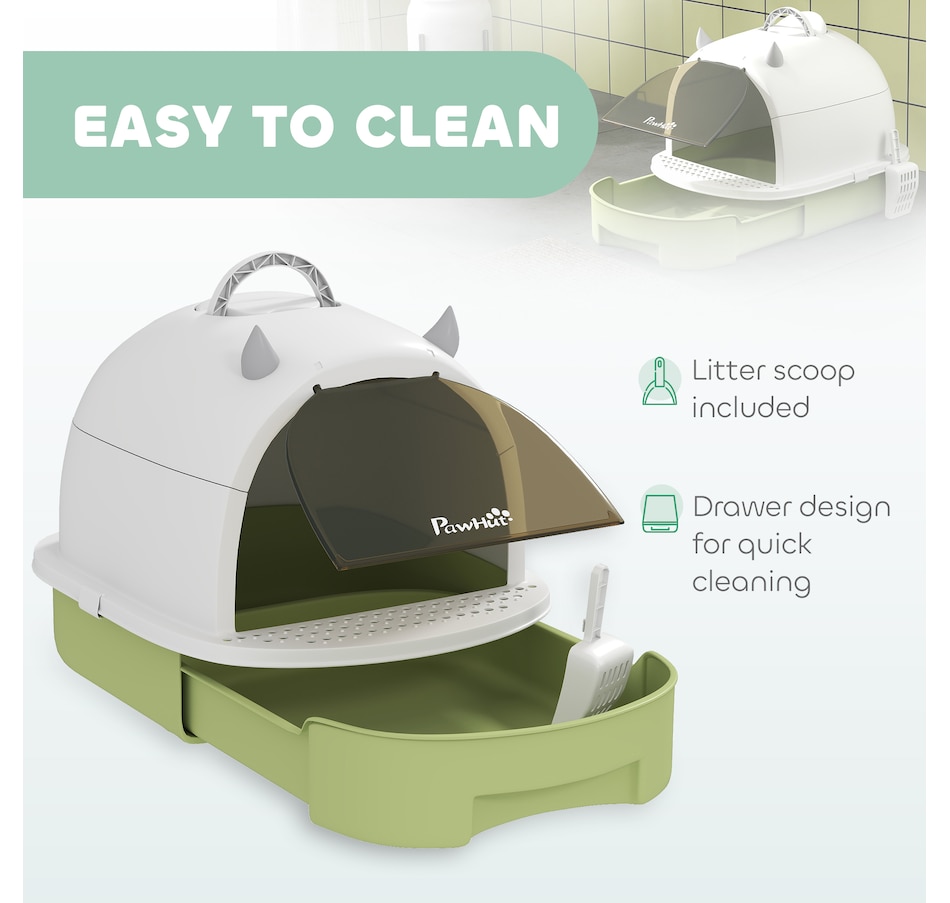 Image 923551_ALTMORE4.jpg, Product 923-551 / Price $49.99, PawHut Cat Litter Box, Enclosed Kitty Litter Box with Lid, Scoop, Green from PawHut on TSC.ca's Home & Garden department