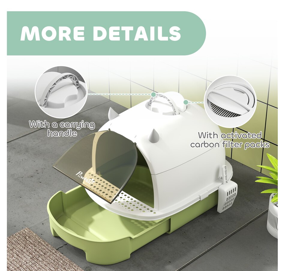 Image 923551_ALTMORE6.jpg, Product 923-551 / Price $49.99, PawHut Cat Litter Box, Enclosed Kitty Litter Box with Lid, Scoop, Green from PawHut on TSC.ca's Home & Garden department
