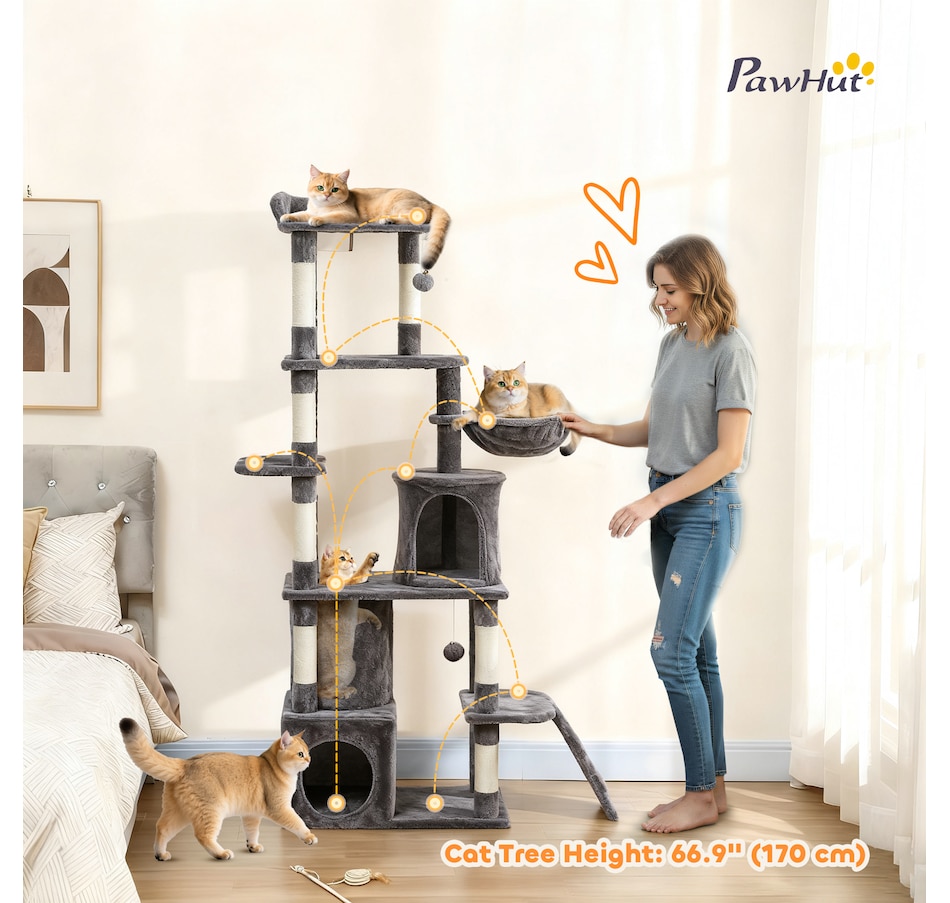 Image 923553_ALTMORE4.jpg, Product 923-553 / Price $95.99, PawHut Cat Tree, 67" Large Cat Tower with 7 Scratching Posts, Dark Grey from PawHut on TSC.ca's Home & Garden department