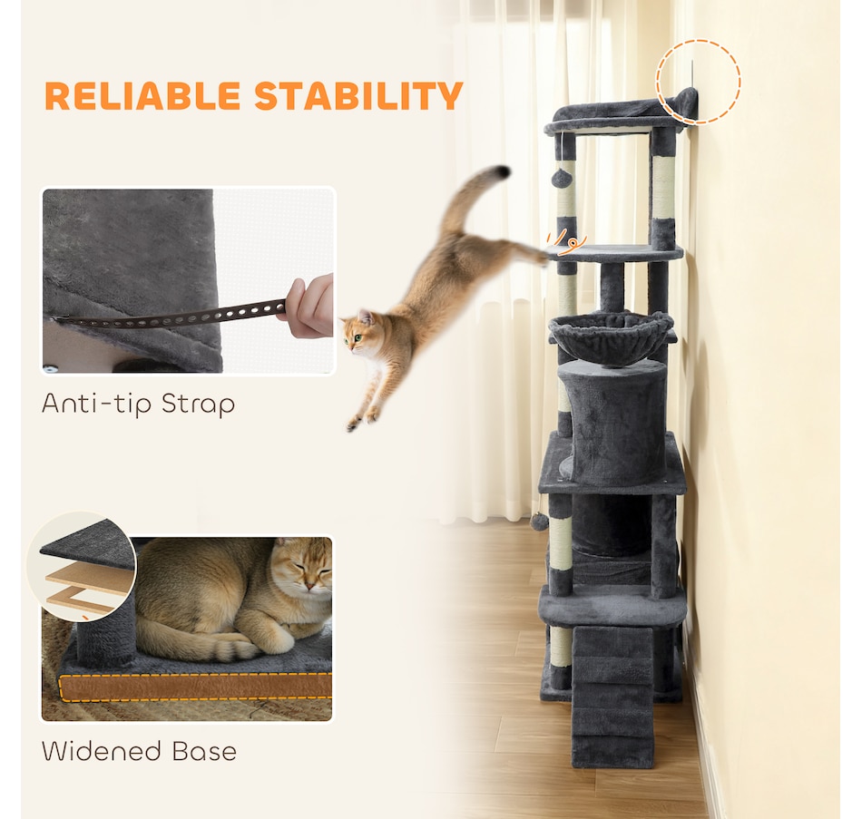 Image 923553_ALTMORE8.jpg, Product 923-553 / Price $95.99, PawHut Cat Tree, 67" Large Cat Tower with 7 Scratching Posts, Dark Grey from PawHut on TSC.ca's Home & Garden department