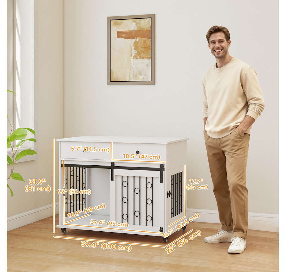Image 923561_ALTMORE2.jpg, Product 923-561 / Price $199.99, PawHut 39" Dog Crate Furniture, Dog Kennel with Storage Drawers, Wheels from PawHut on TSC.ca's Home & Garden department
