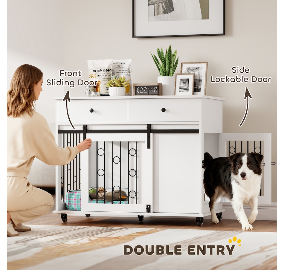 Image 923561_ALTMORE6.jpg, Product 923-561 / Price $199.99, PawHut 39" Dog Crate Furniture, Dog Kennel with Storage Drawers, Wheels from PawHut on TSC.ca's Home & Garden department