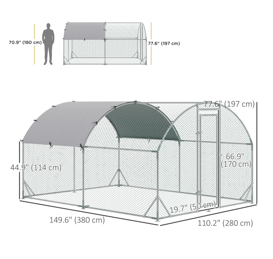 Image 923566_ALTMORE2.jpg, Product 923-566 / Price $319.99, PawHut Galvanized Large Metal Chicken Coop Cage 9.2' x 12.5' x 6.5' from PawHut on TSC.ca's Home & Garden department