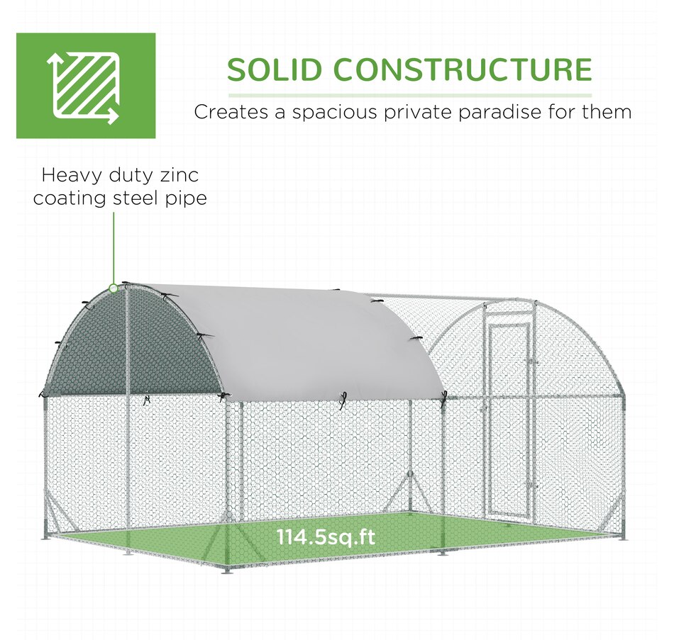 Image 923566_ALTMORE5.jpg, Product 923-566 / Price $319.99, PawHut Galvanized Large Metal Chicken Coop Cage 9.2' x 12.5' x 6.5' from PawHut on TSC.ca's Home & Garden department
