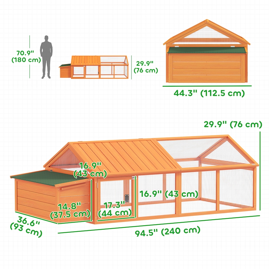 Image 923568_ALTMORE2.jpg, Product 923-568 / Price $229.99, Pawhut Chicken Run Large Chicken Coop with Nesting Box, Orange from PawHut on TSC.ca's Home & Garden department