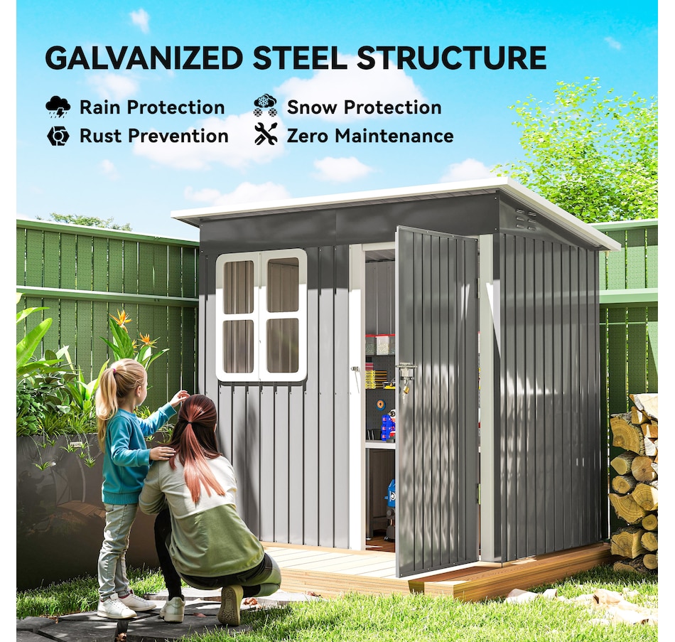 Image 923579_ALTMORE3.jpg, Product 923-579 / Price $429.99, Outsunny 7' x 4' Metal Outdoor Storage Shed with Window, Lockable Door from Outsunny on TSC.ca's Home & Garden department