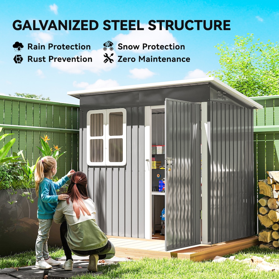 Image 923579_ALTMORE3.jpg, Product 923-579 / Price $349.99, Outsunny 7' x 4' Metal Outdoor Storage Shed with Window, Lockable Door from Outsunny on TSC.ca's Home & Garden department