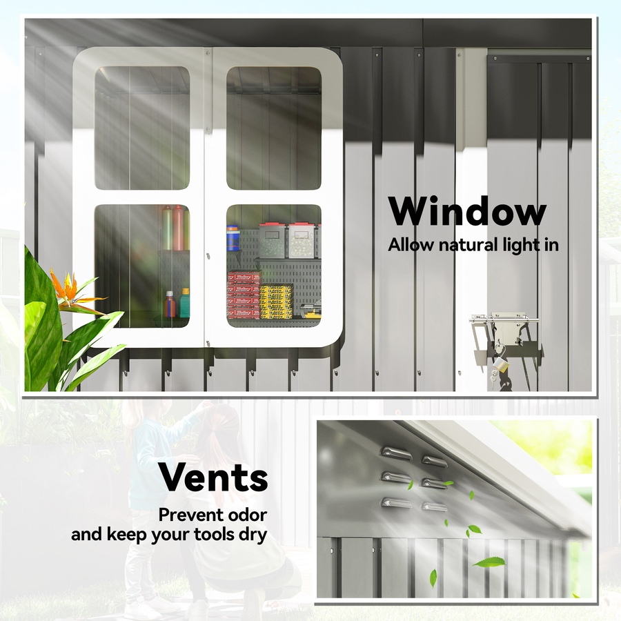 Image 923579_ALTMORE4.jpg, Product 923-579 / Price $349.99, Outsunny 7' x 4' Metal Outdoor Storage Shed with Window, Lockable Door from Outsunny on TSC.ca's Home & Garden department