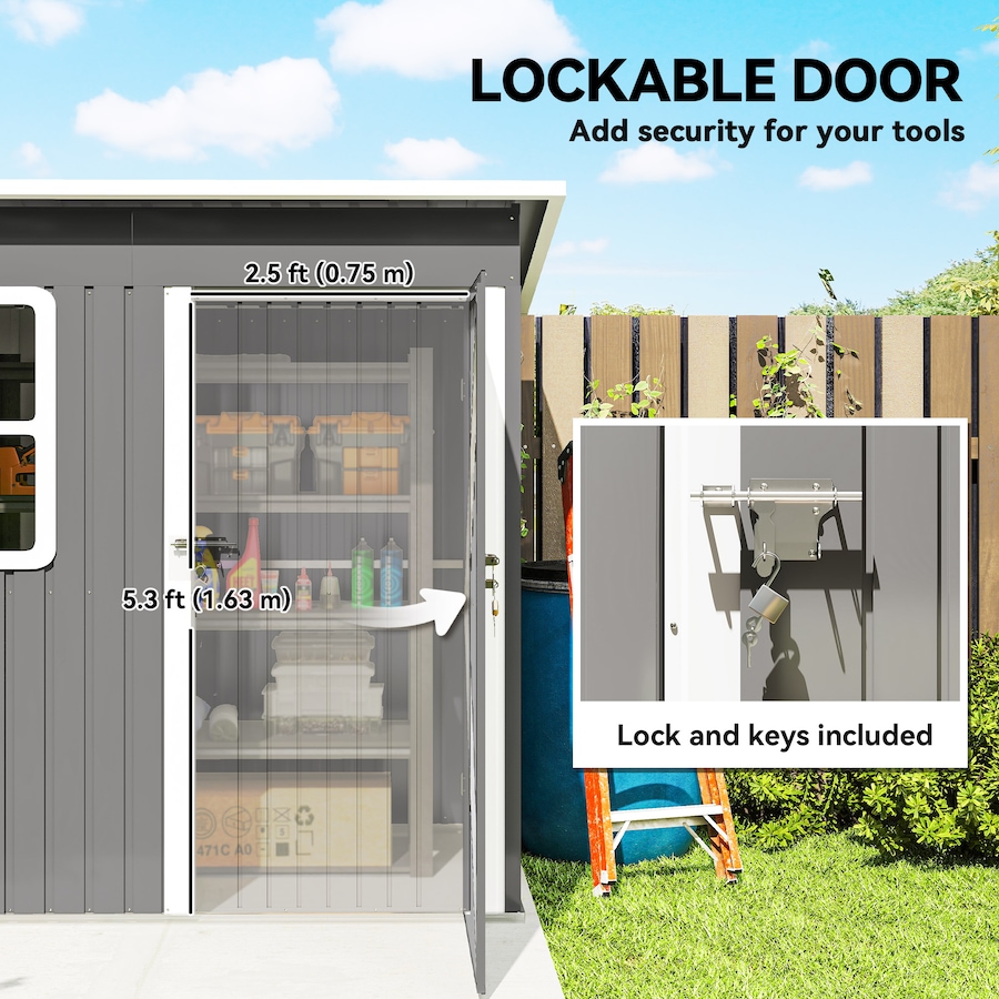 Image 923579_ALTMORE5.jpg, Product 923-579 / Price $349.99, Outsunny 7' x 4' Metal Outdoor Storage Shed with Window, Lockable Door from Outsunny on TSC.ca's Home & Garden department