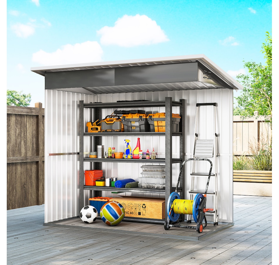 Image 923579_ALTMORE7.jpg, Product 923-579 / Price $429.99, Outsunny 7' x 4' Metal Outdoor Storage Shed with Window, Lockable Door from Outsunny on TSC.ca's Home & Garden department