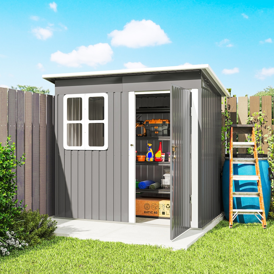Image 923579_ALTMORE8.jpg, Product 923-579 / Price $349.99, Outsunny 7' x 4' Metal Outdoor Storage Shed with Window, Lockable Door from Outsunny on TSC.ca's Home & Garden department