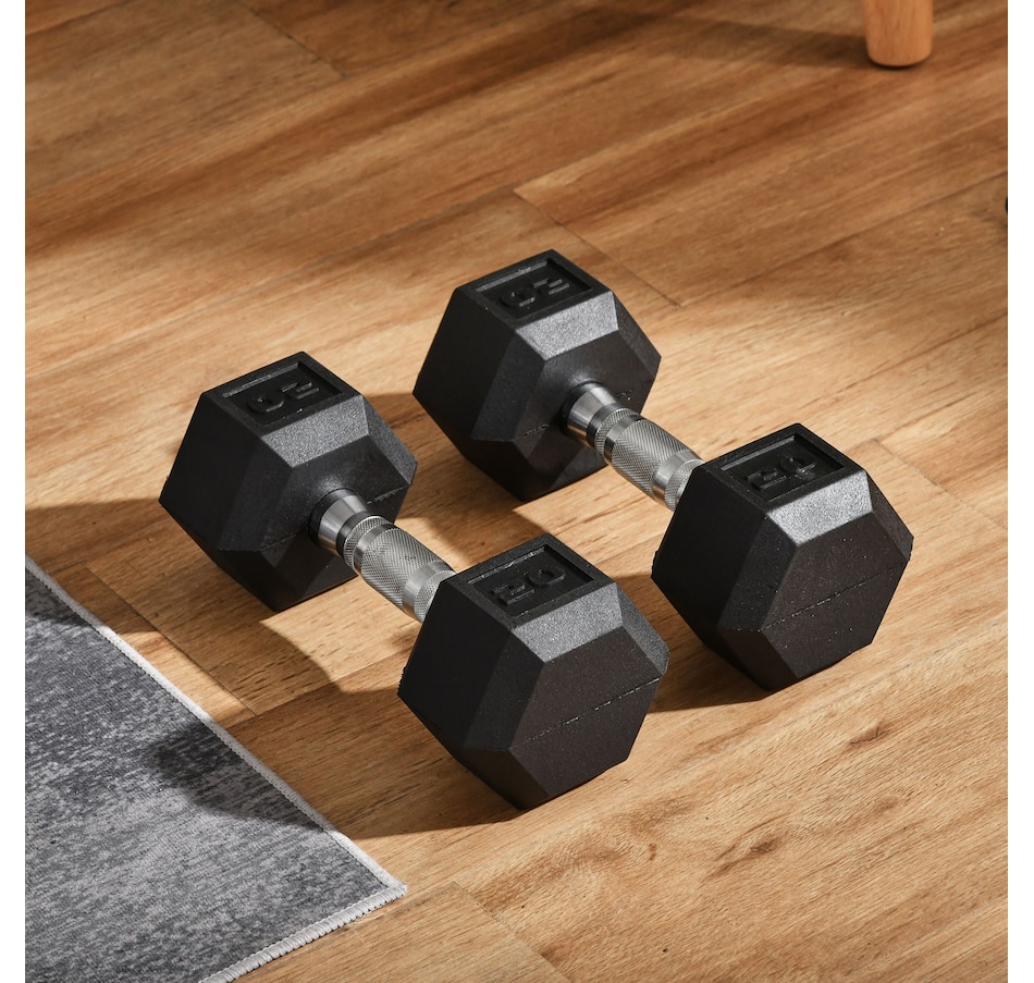 Image 923584_ALTMORE7.jpg, Product 923-584 / Price $79.99, Soozier 2 x 20 lbs Rubber Dumbbells Weight Set for Body Fitness Training from Soozier on TSC.ca's Health & Fitness department