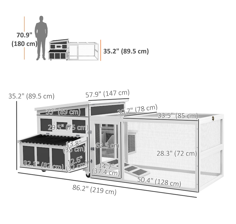 Image 923601_ALTMORE2.jpg, Product 923-601 / Price $499.99, PawHut Wooden Chicken Coop with Large Run, Nesting Box, Tray, Dark Grey from PawHut on TSC.ca's Home & Garden department