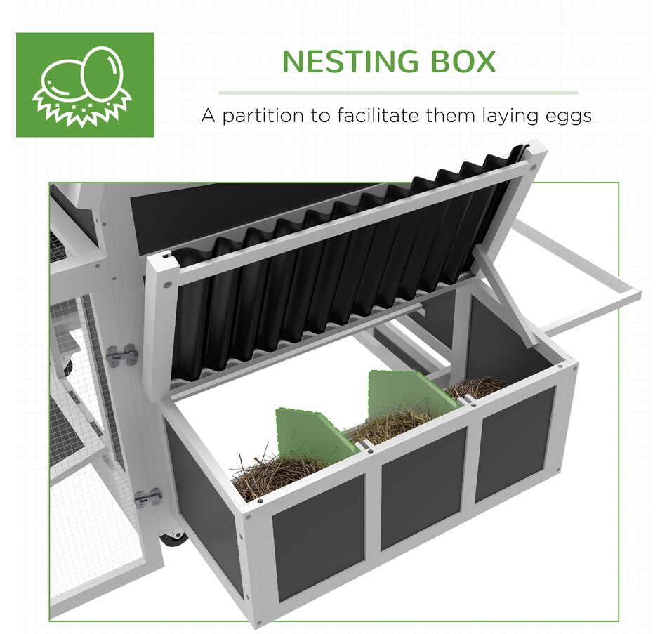 Image 923601_ALTMORE5.jpg, Product 923-601 / Price $499.99, PawHut Wooden Chicken Coop with Large Run, Nesting Box, Tray, Dark Grey from PawHut on TSC.ca's Home & Garden department