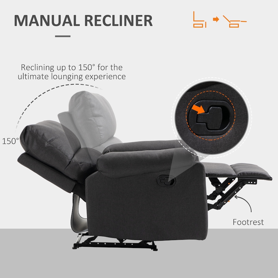 Image 926690_ALTMORE12.jpg, Product 926-690 / Price $399.99 - $409.99, HOMCOM Recliner Sofa Manual Reclining Chair with Footrest for Living Room from HOMCOM on TSC.ca's Home & Garden department