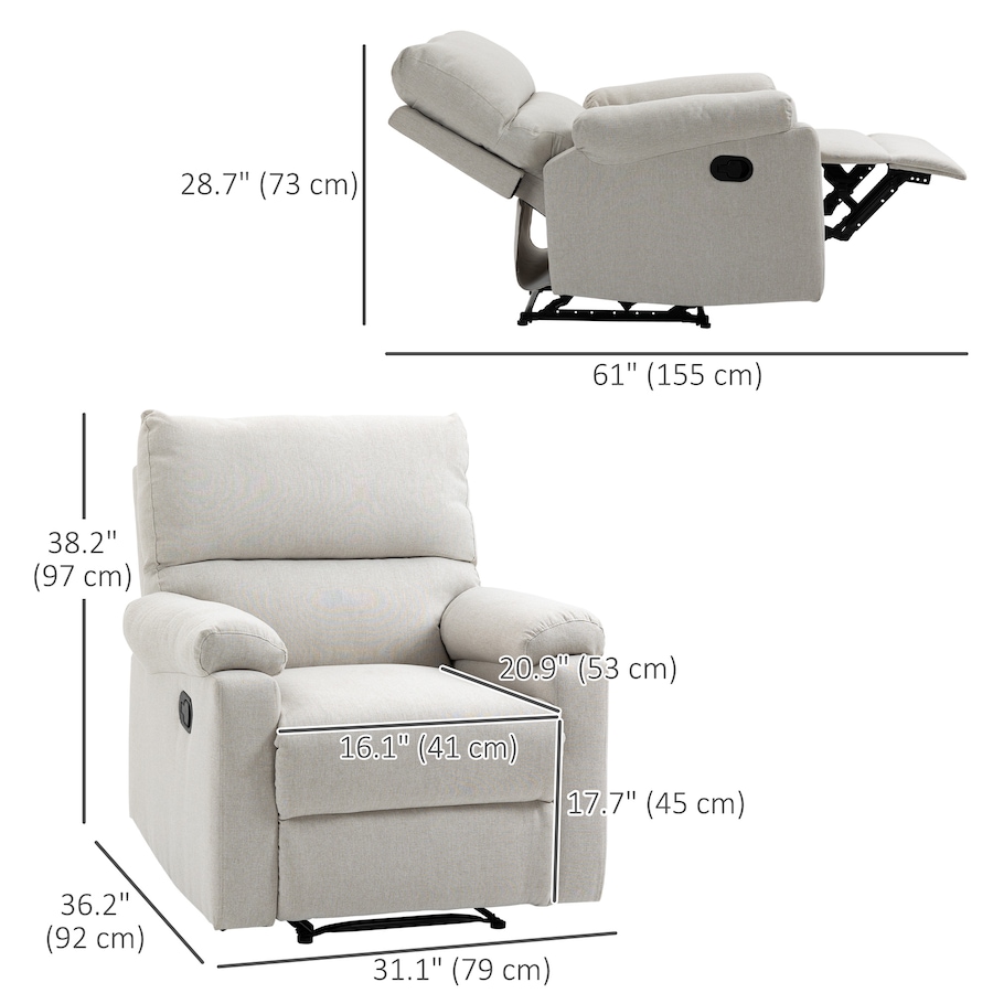 Image 926690_ALTMORE2.jpg, Product 926-690 / Price $399.99 - $409.99, HOMCOM Recliner Sofa Manual Reclining Chair with Footrest for Living Room from HOMCOM on TSC.ca's Home & Garden department