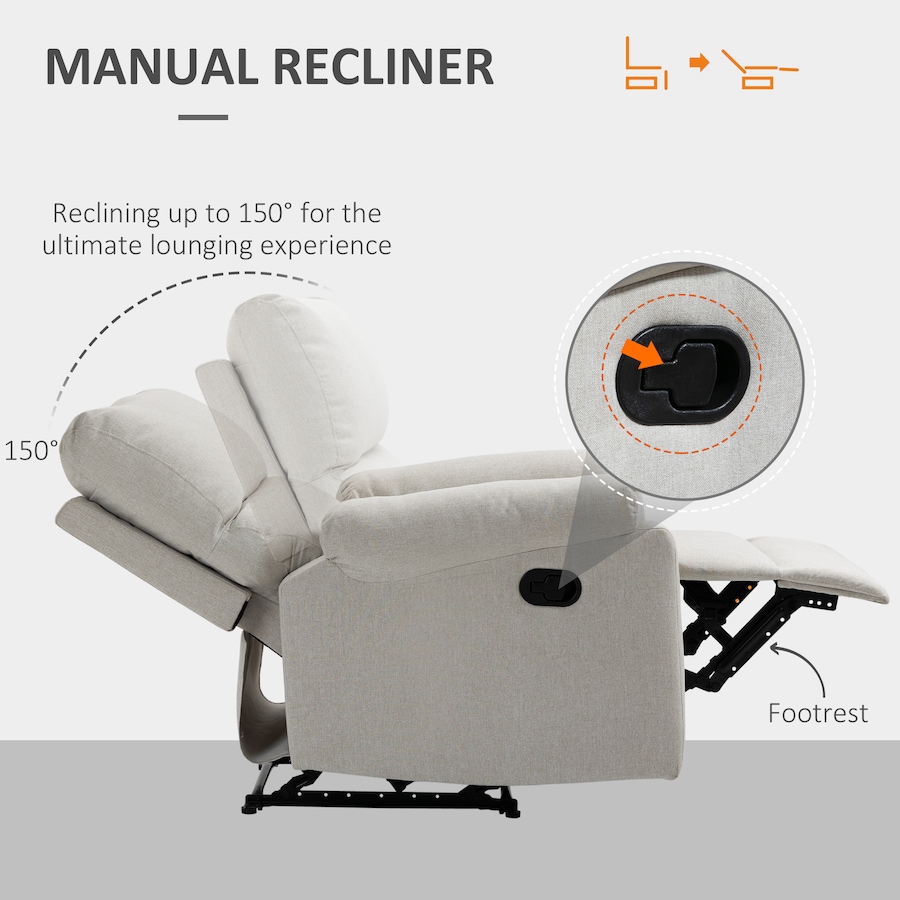 Image 926690_ALTMORE3.jpg, Product 926-690 / Price $399.99 - $409.99, HOMCOM Recliner Sofa Manual Reclining Chair with Footrest for Living Room from HOMCOM on TSC.ca's Home & Garden department