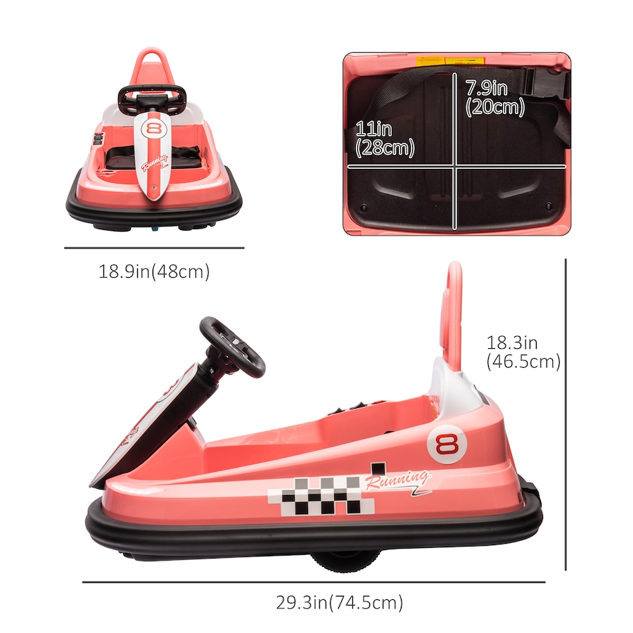 Image 926697_ALTMORE2.jpg, Product 926-697 / Price $112.28, Aosom 6V 360° Rotation Kids Bumper Car w/ Music, Horn and Lights Pink from Aosom on TSC.ca's Toys & Hobbies department