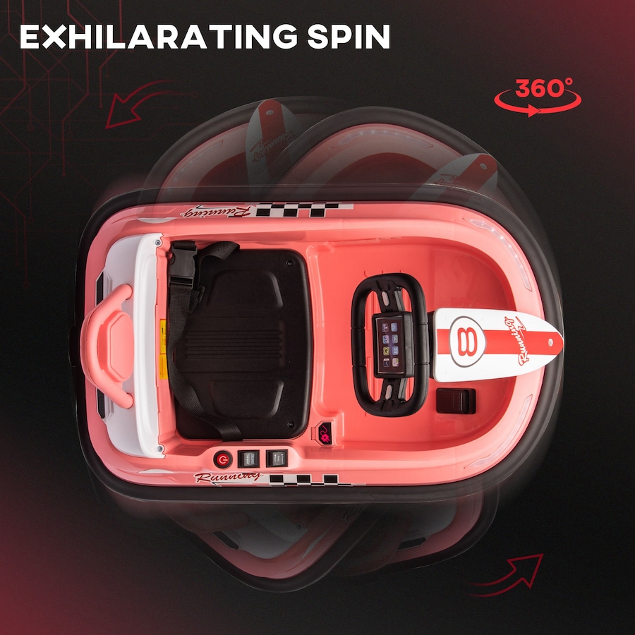 Image 926697_ALTMORE3.jpg, Product 926-697 / Price $112.28, Aosom 6V 360° Rotation Kids Bumper Car w/ Music, Horn and Lights Pink from Aosom on TSC.ca's Toys & Hobbies department