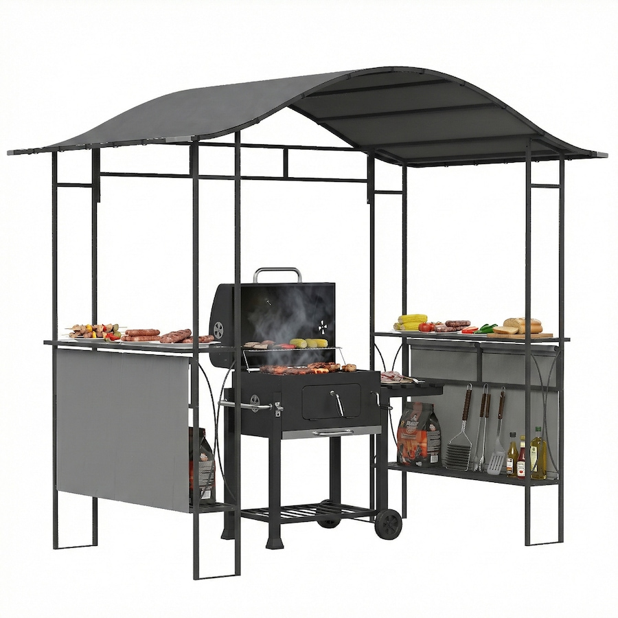 Image 926713.jpg, Product 926-713 / Price $299.99, Outsunny 8' x 5' Grill Gazebo Canopy, Outdoor BBQ Shelter, Dark Grey from Outsunny on TSC.ca's Home & Garden department
