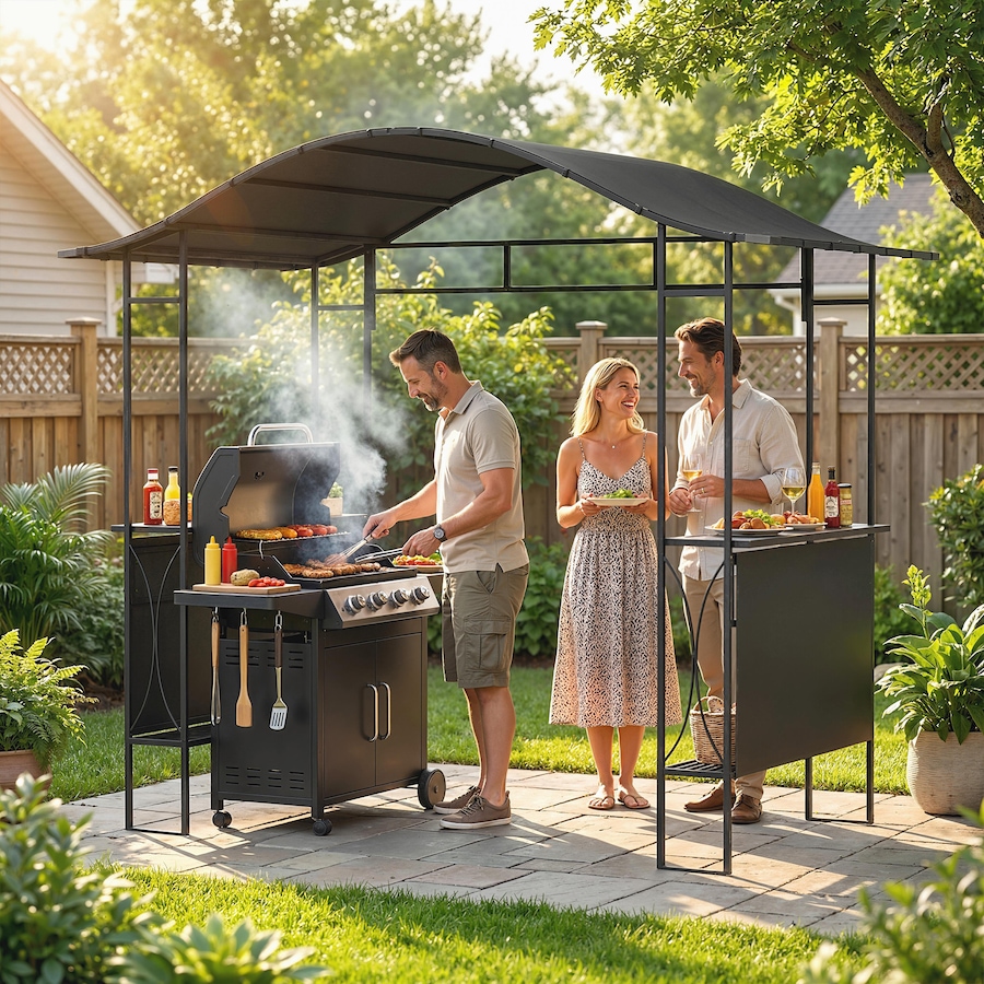 Image 926713_ALTMORE1.jpg, Product 926-713 / Price $299.99, Outsunny 8' x 5' Grill Gazebo Canopy, Outdoor BBQ Shelter, Dark Grey from Outsunny on TSC.ca's Home & Garden department