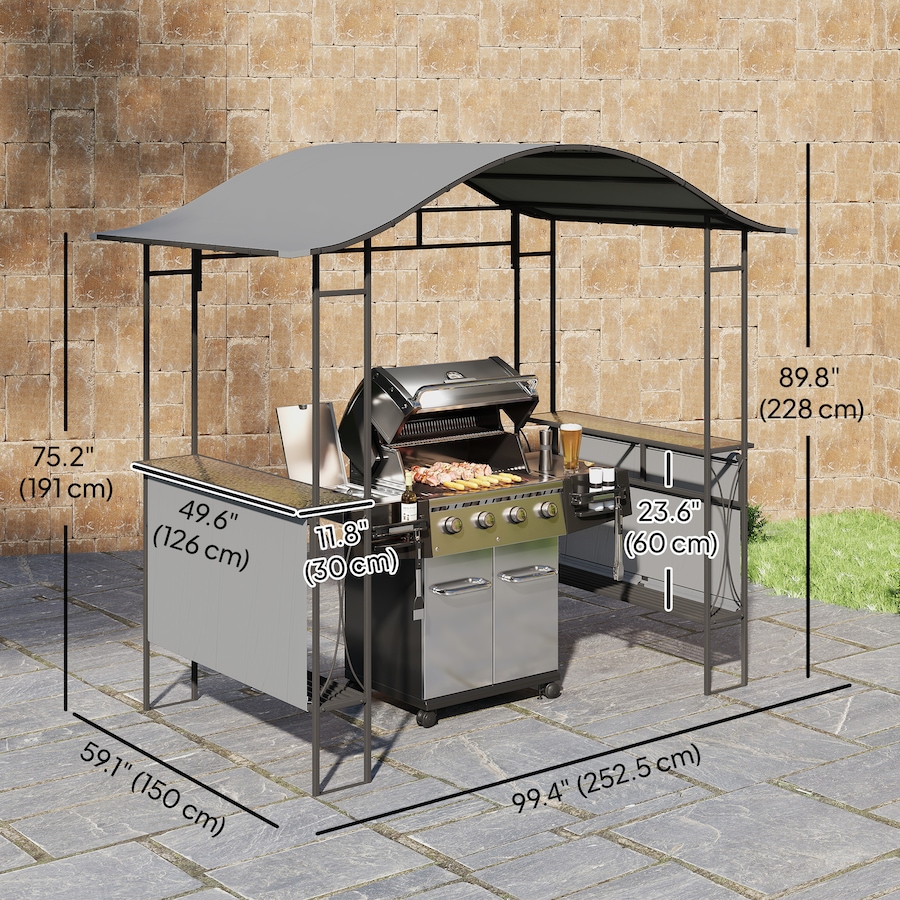 Image 926713_ALTMORE2.jpg, Product 926-713 / Price $299.99, Outsunny 8' x 5' Grill Gazebo Canopy, Outdoor BBQ Shelter, Dark Grey from Outsunny on TSC.ca's Home & Garden department