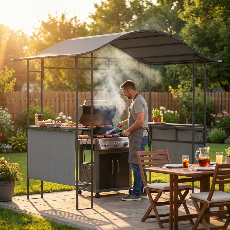 Image 926713_ALTMORE7.jpg, Product 926-713 / Price $299.99, Outsunny 8' x 5' Grill Gazebo Canopy, Outdoor BBQ Shelter, Dark Grey from Outsunny on TSC.ca's Home & Garden department